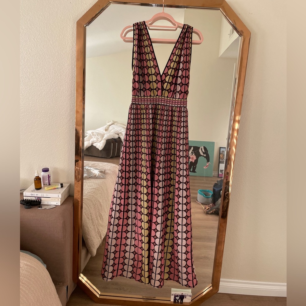 Elegant Multicolor Geometric Pattern Dress